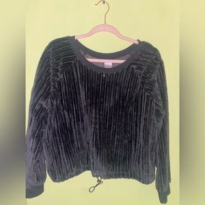 No Boundaries Drawstring Waist Furry Sweater